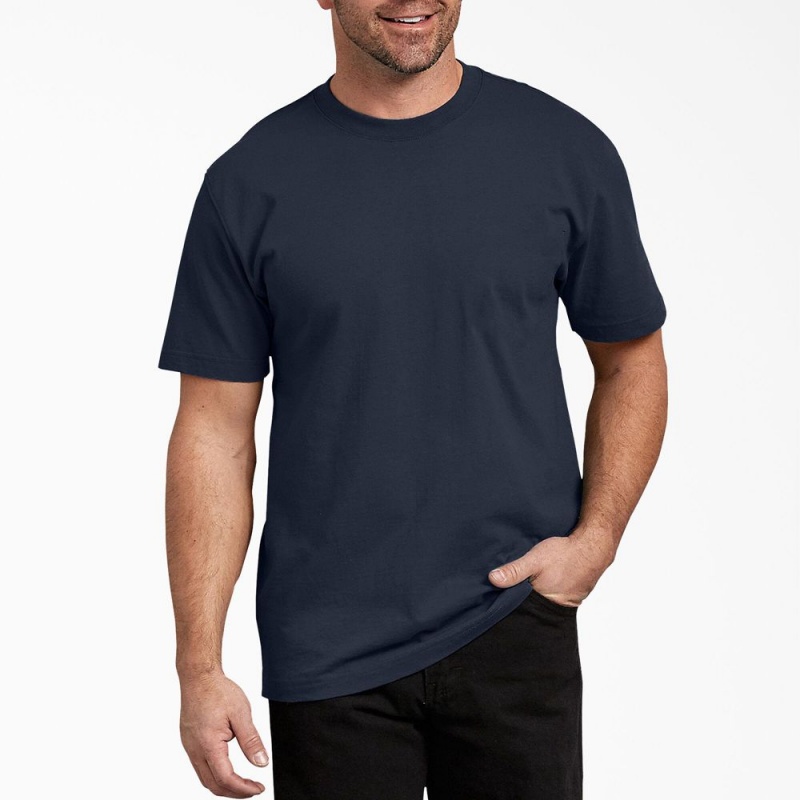 Navy Dickies Short Sleeve Men\'s T-Shirt | 836-BRPSYD