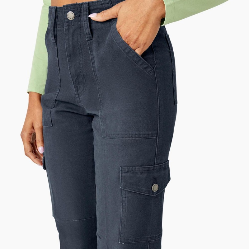 Navy Dickies Skinny Fit Cuffed Women's Cargo Pants | 234-LIRCJP