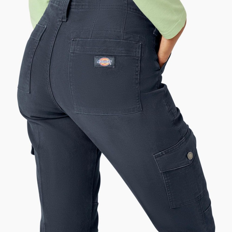 Navy Dickies Skinny Fit Cuffed Women's Cargo Pants | 234-LIRCJP