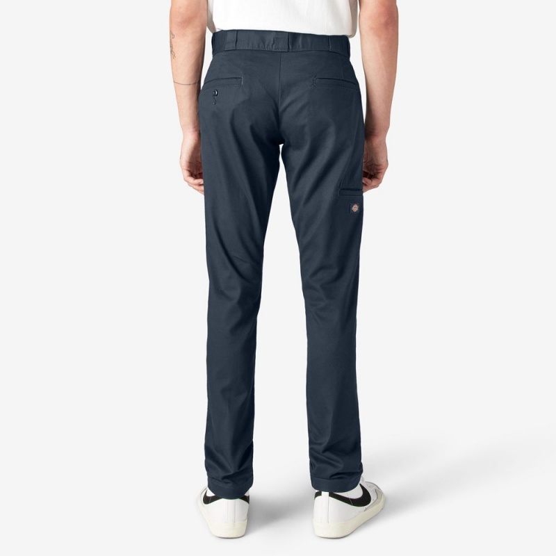 Navy Dickies Skinny Fit Double Knee Men's Work Pants | 289-YPQLAD