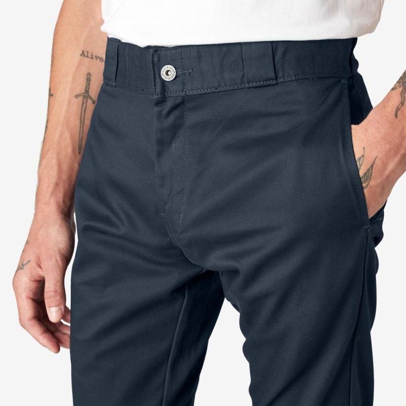 Navy Dickies Skinny Fit Double Knee Men's Work Pants | 289-YPQLAD