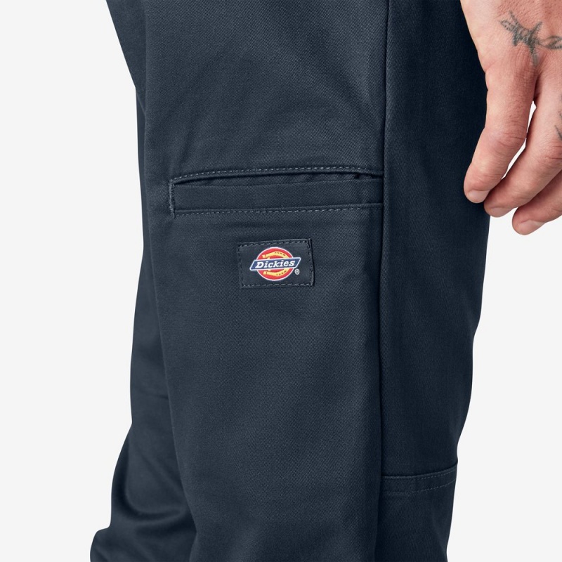 Navy Dickies Skinny Fit Double Knee Men's Work Pants | 289-YPQLAD