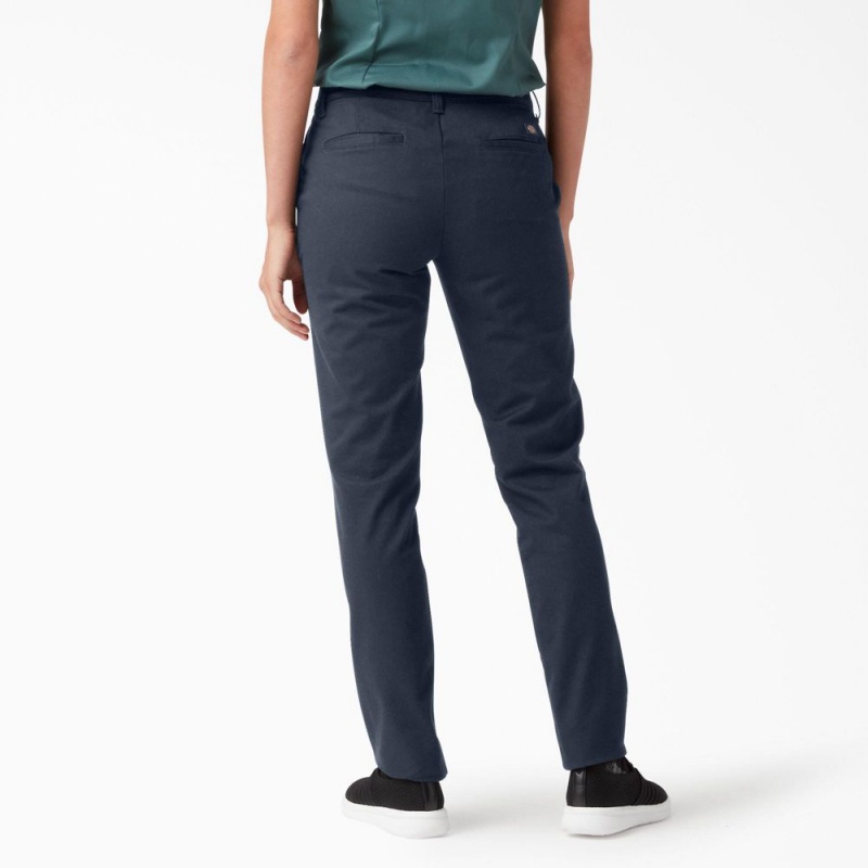 Navy Dickies Skinny Twill Women's Pants | 986-ESQYJK