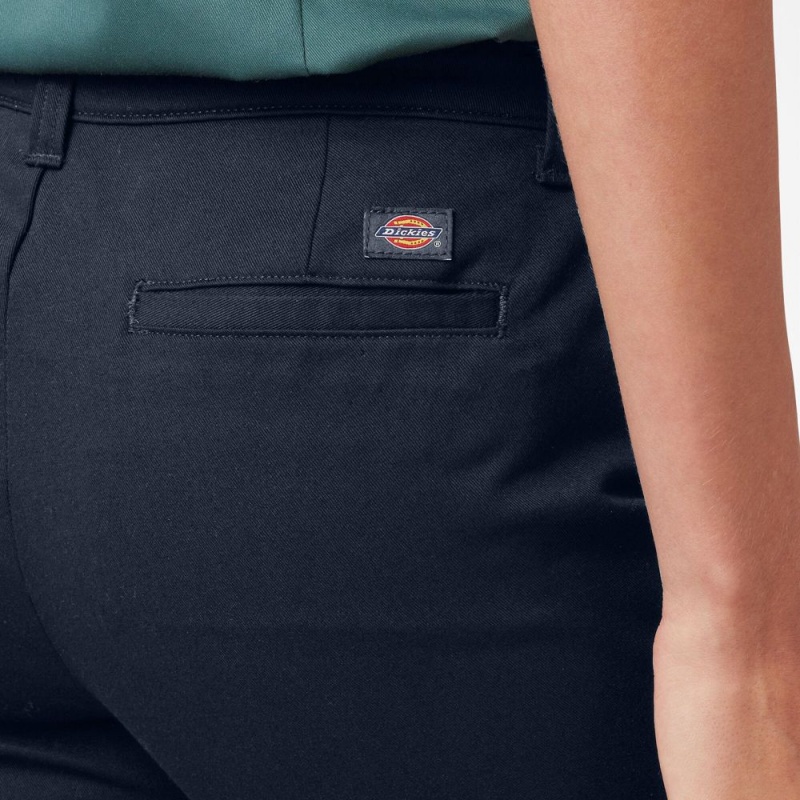 Navy Dickies Skinny Twill Women's Pants | 986-ESQYJK