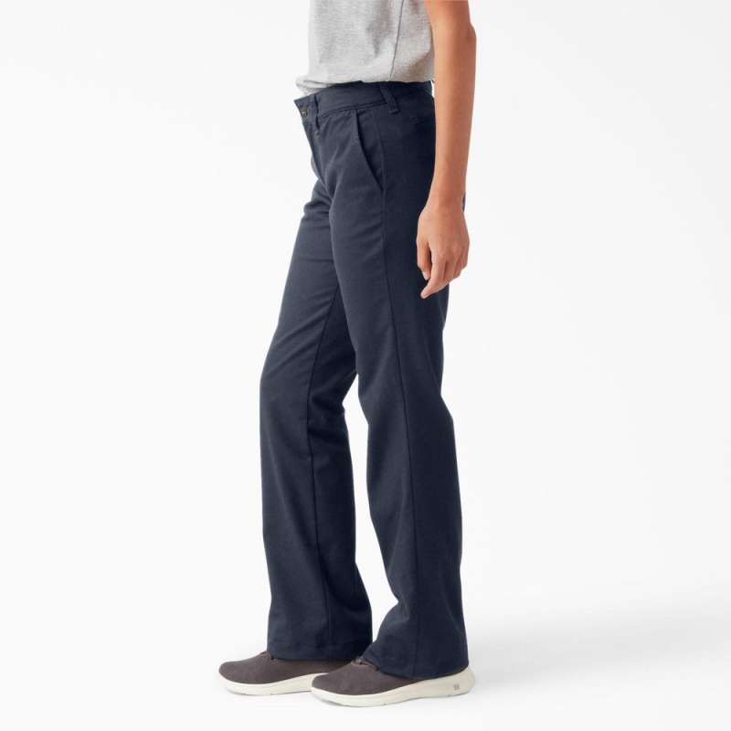 Navy Dickies Slim Fit Bootcut Women's Pants | 096-DSMIRJ