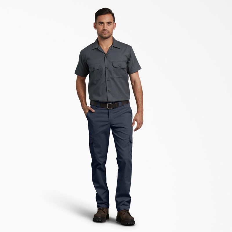 Navy Dickies Slim Fit Men's Cargo Pants | 097-XZCSMH