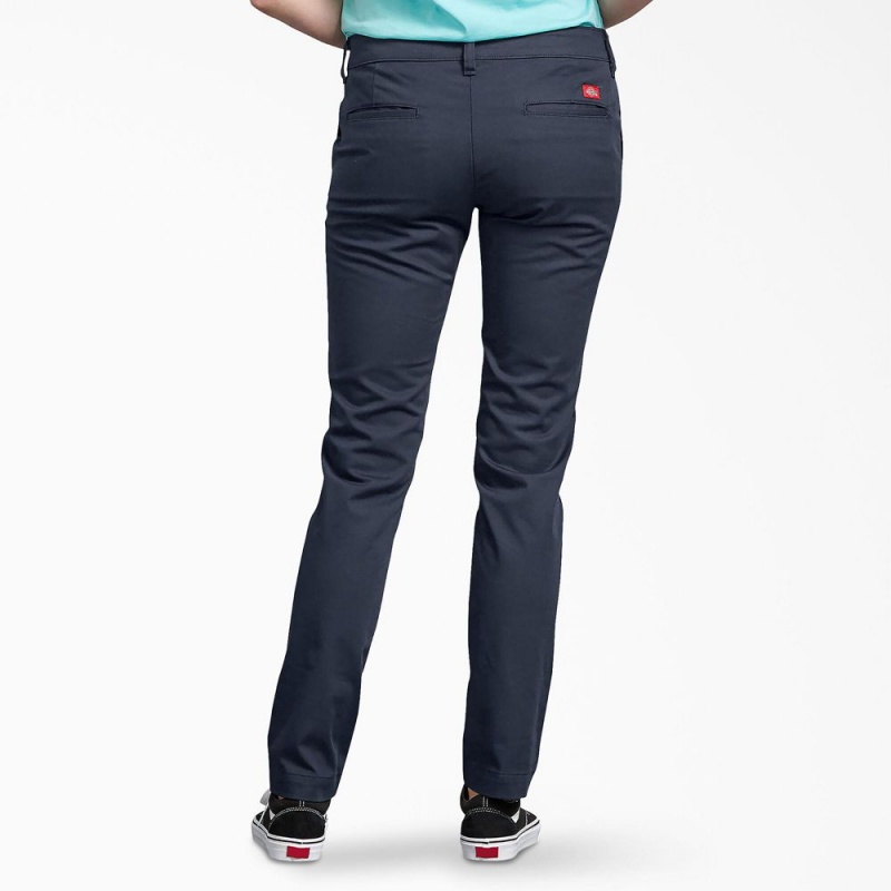 Navy Dickies Slim Fit Skinny Leg Women's Pants | 278-GNFPBV