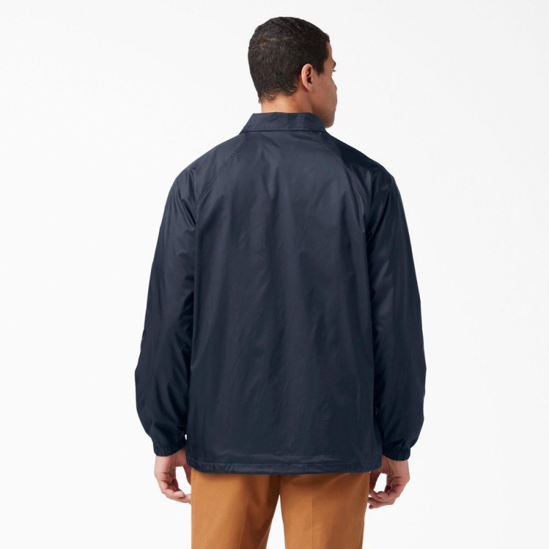 Navy Dickies Snap Front Men's Jacket | 413-KCNVYB