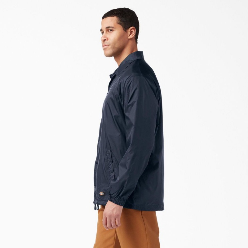 Navy Dickies Snap Front Men's Jacket | 413-KCNVYB