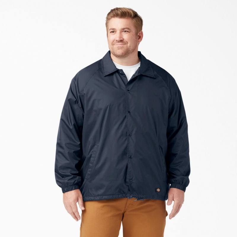 Navy Dickies Snap Front Men's Jacket | 413-KCNVYB