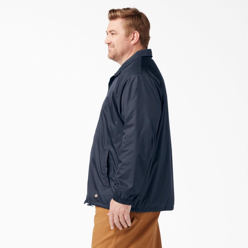 Navy Dickies Snap Front Men's Jacket | 413-KCNVYB