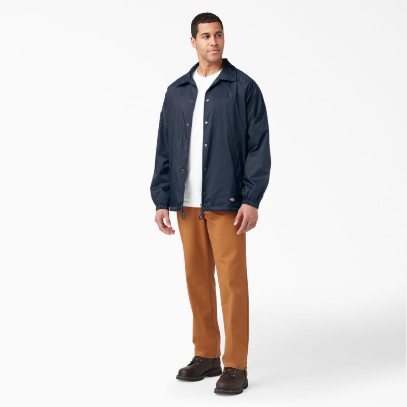 Navy Dickies Snap Front Men's Jacket | 413-KCNVYB