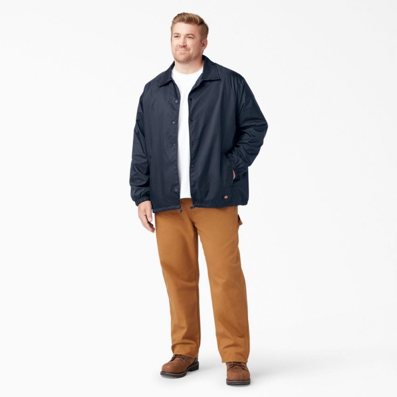 Navy Dickies Snap Front Men's Jacket | 413-KCNVYB