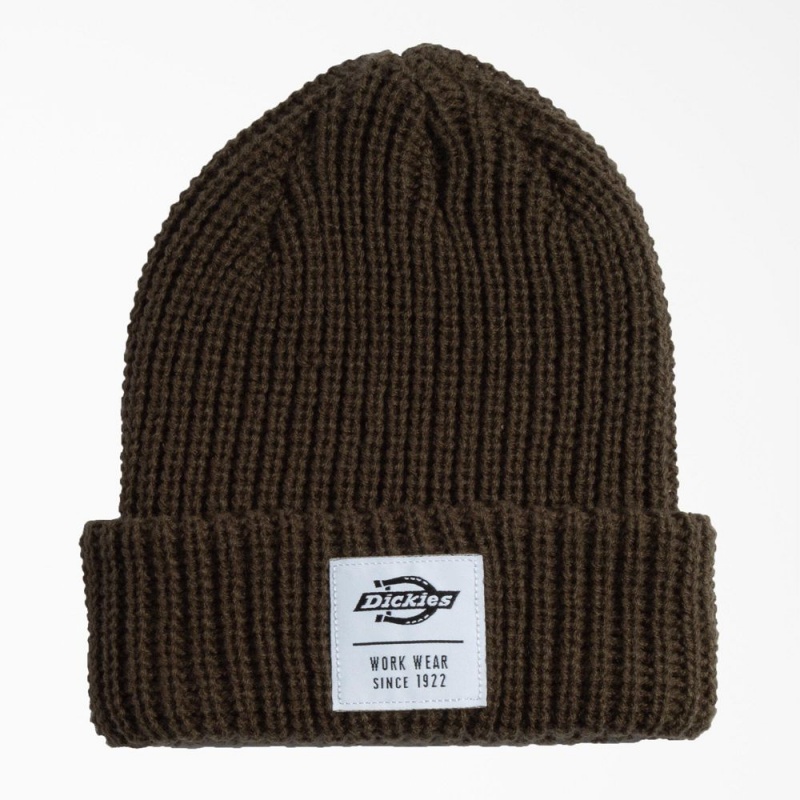 Olive Dickies Cuffed Fisherman Men\'s Beanie | 063-ZUTYFE