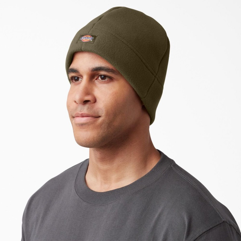 Olive Dickies Fleece Men's Beanie | 619-PMEBJL