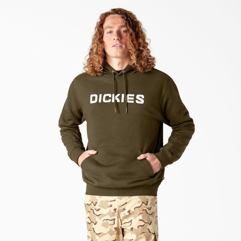 Olive Dickies Skateboarding Graphic Men\'s Hoodie | 039-SDQFBZ