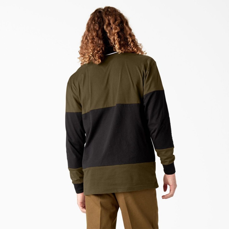 Olive Dickies Skateboarding Rugby Men's Polo Shirt | 960-ZANJSO