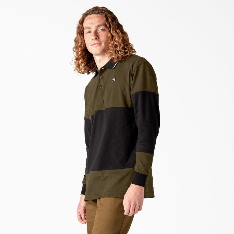 Olive Dickies Skateboarding Rugby Men's Polo Shirt | 960-ZANJSO