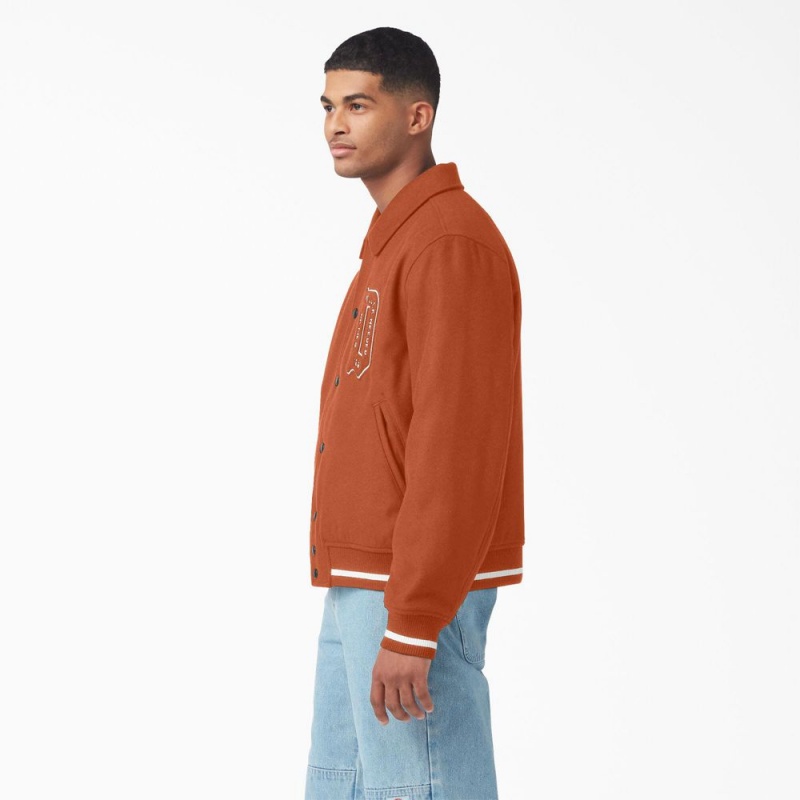 Orange Dickies Collegiate Men's Jacket | 106-FUMTNR