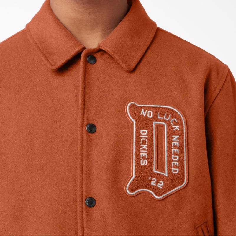 Orange Dickies Collegiate Men's Jacket | 106-FUMTNR