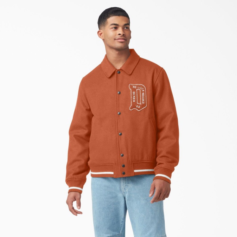 Orange Dickies Collegiate Men\'s Jacket | 106-FUMTNR