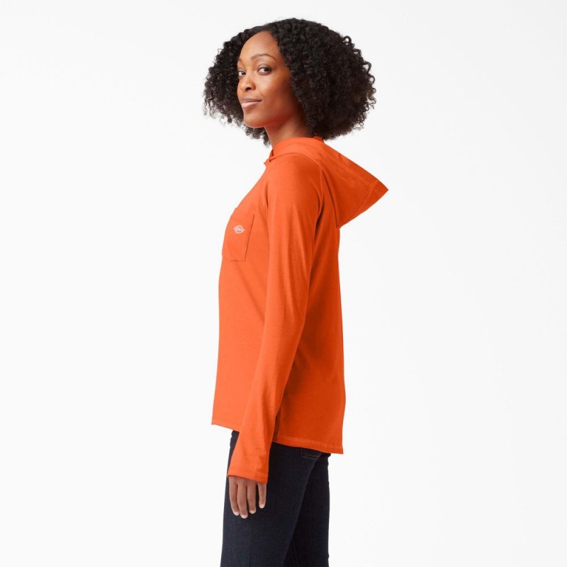 Orange Dickies Cooling Performance Sun Women's T-Shirt | 704-EGCRTO