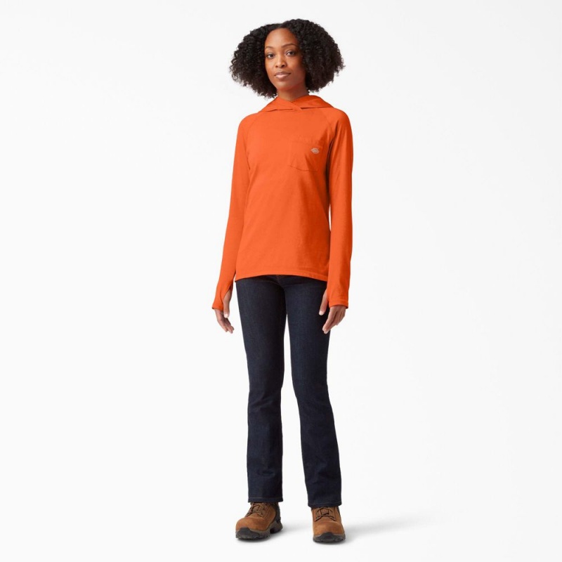 Orange Dickies Cooling Performance Sun Women's T-Shirt | 704-EGCRTO