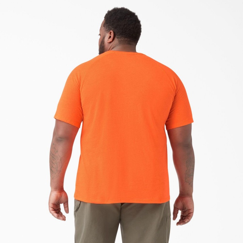 Orange Dickies Cooling Short Sleeve Pocket Men's T-Shirt | 913-HACJPM