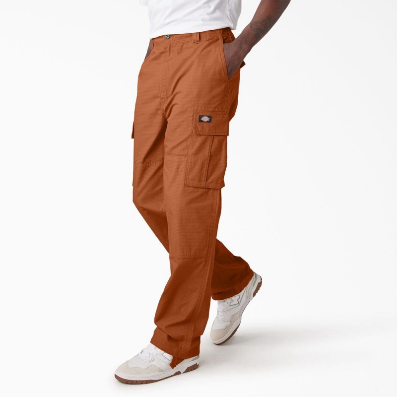 Orange Dickies Eagle Bend Relaxed Fit Double Knee Men's Cargo Pants | 539-SOTXWG