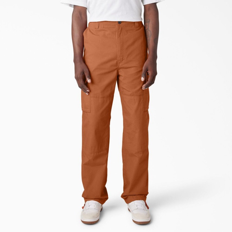 Orange Dickies Eagle Bend Relaxed Fit Double Knee Men\'s Cargo Pants | 539-SOTXWG