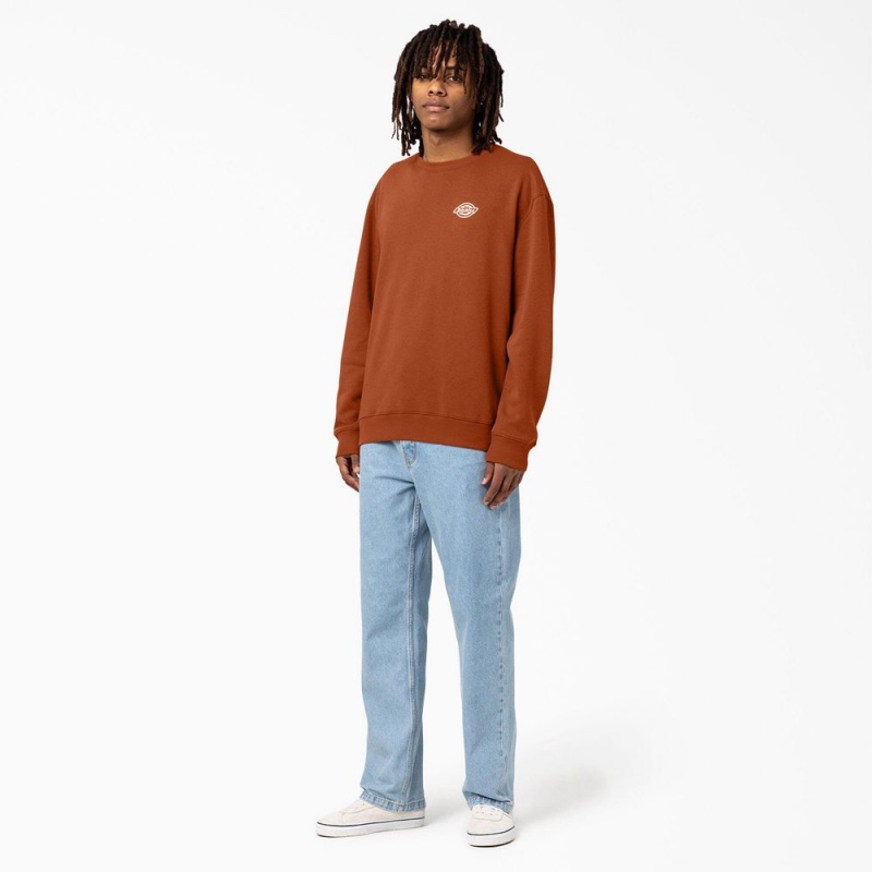 Orange Dickies Holtville Men's Sweatshirt | 702-VZEROI