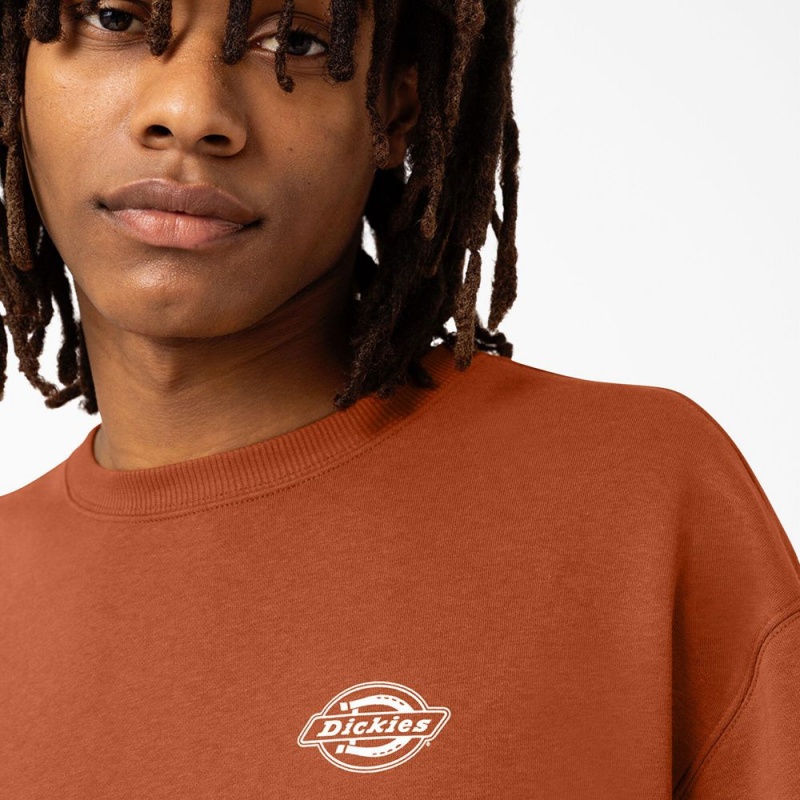 Orange Dickies Holtville Men's Sweatshirt | 702-VZEROI