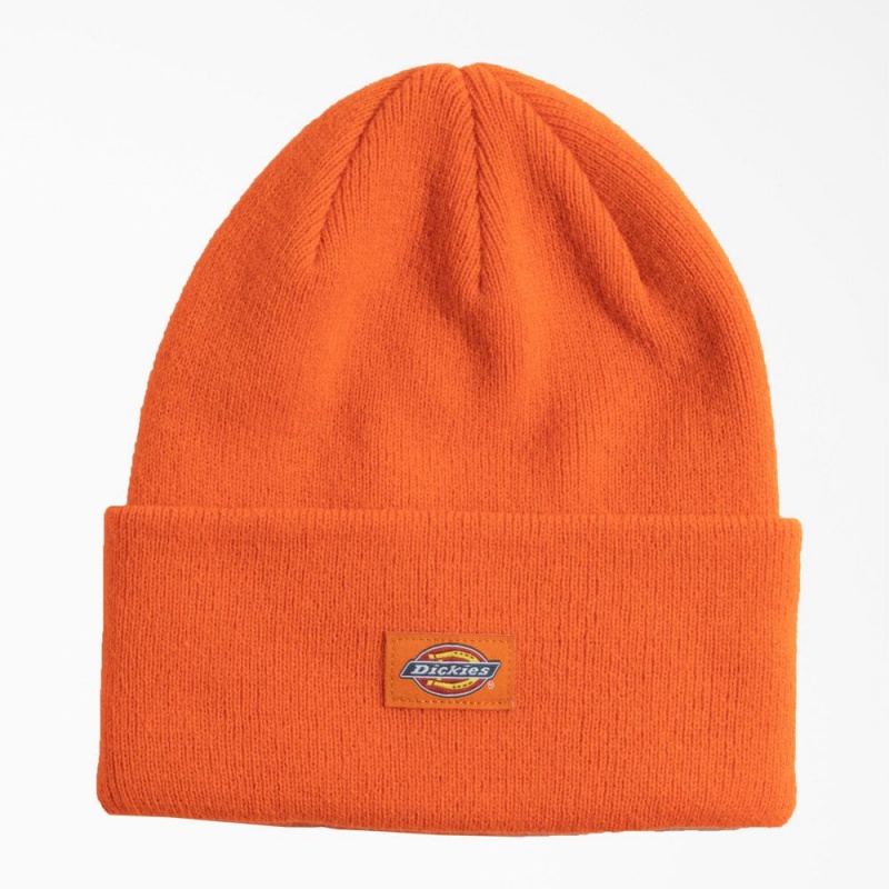 Orange Dickies Neon Cuffed Men\'s Beanie | 532-PKYTCS