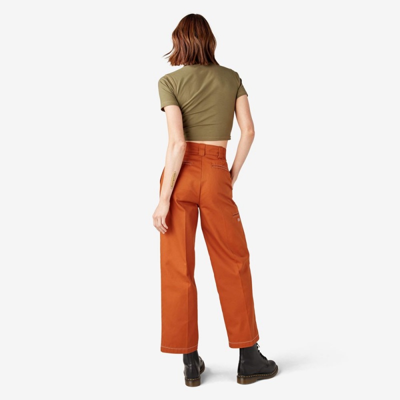 Orange Dickies Relaxed Fit Double Knee Women's Pants | 546-FRTVUI