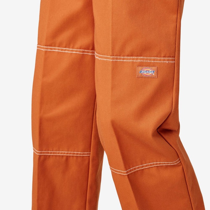 Orange Dickies Relaxed Fit Double Knee Women's Pants | 546-FRTVUI