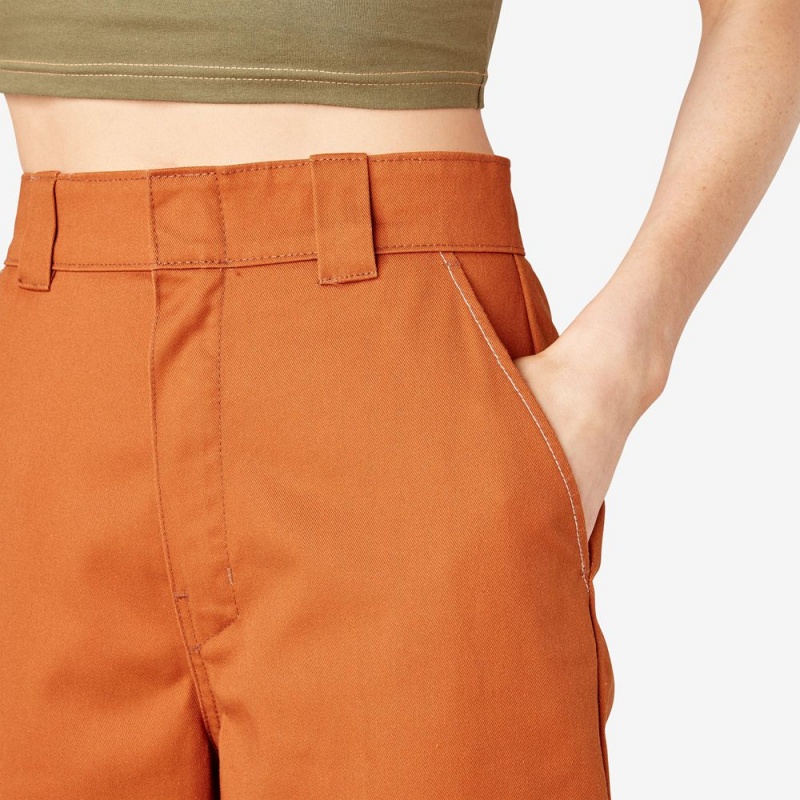 Orange Dickies Relaxed Fit Double Knee Women's Pants | 546-FRTVUI