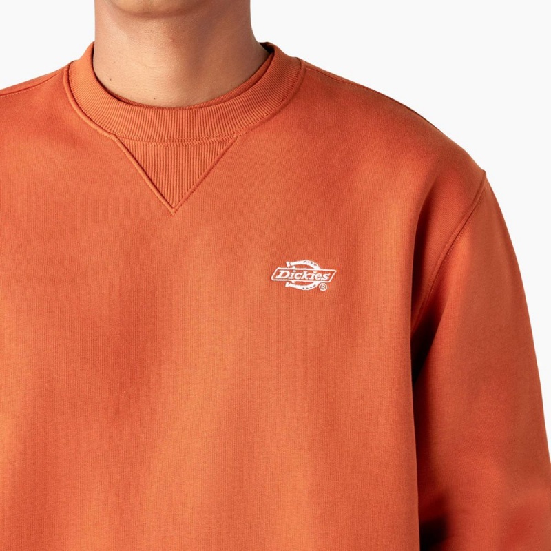 Orange Dickies Summerdale Men's Sweatshirt | 382-ZRHOAG