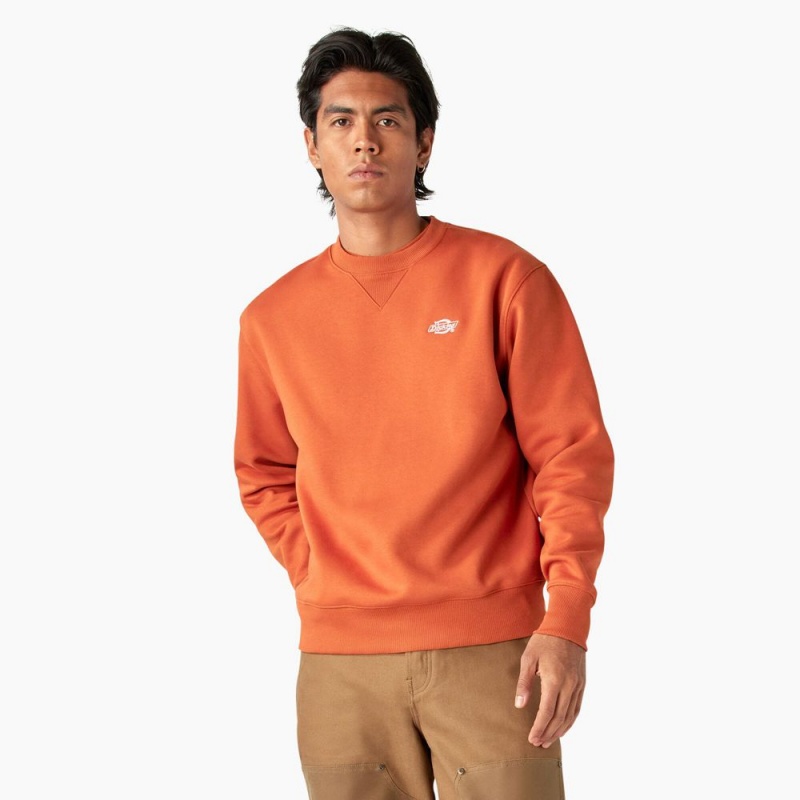 Orange Dickies Summerdale Men\'s Sweatshirt | 382-ZRHOAG