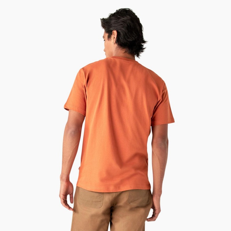 Orange Dickies Summerdale Short Sleeve Men's T-Shirt | 943-CIUZMS