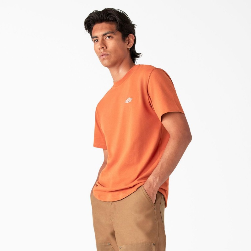 Orange Dickies Summerdale Short Sleeve Men's T-Shirt | 943-CIUZMS