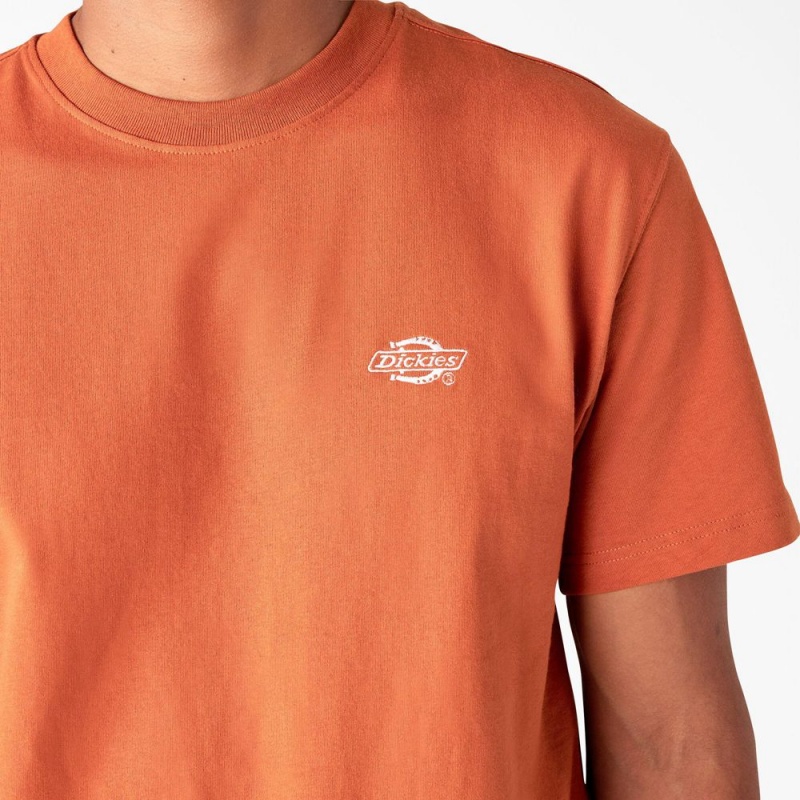 Orange Dickies Summerdale Short Sleeve Men's T-Shirt | 943-CIUZMS