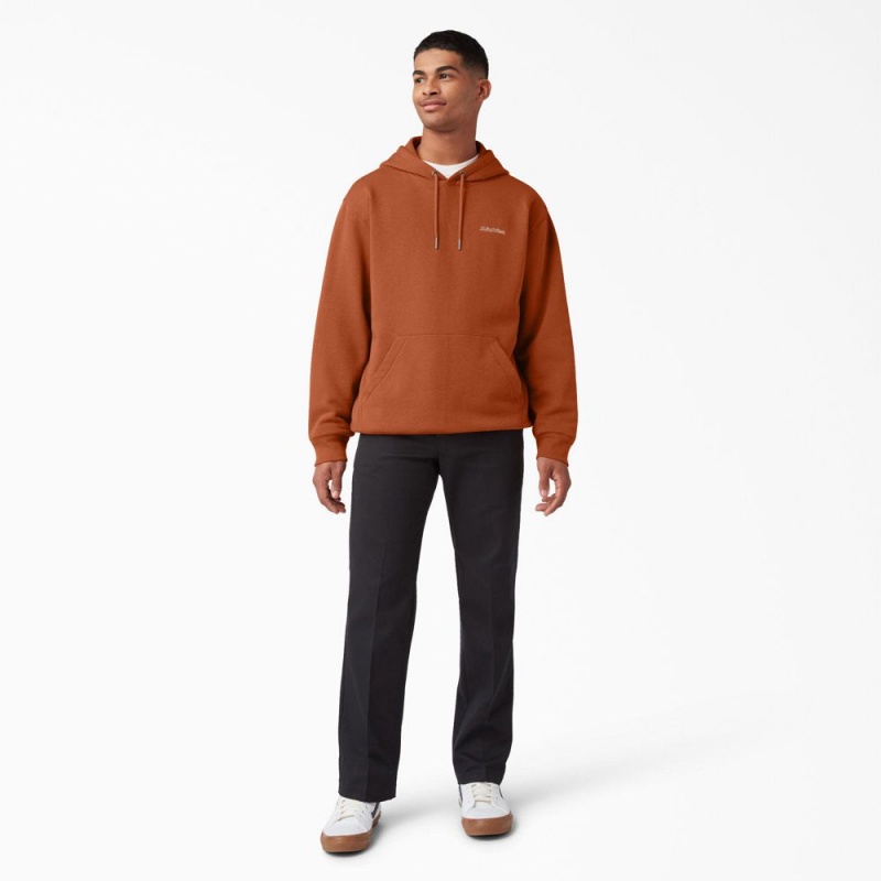 Orange Dickies Uniontown Men's Hoodie | 237-ZWAMNV