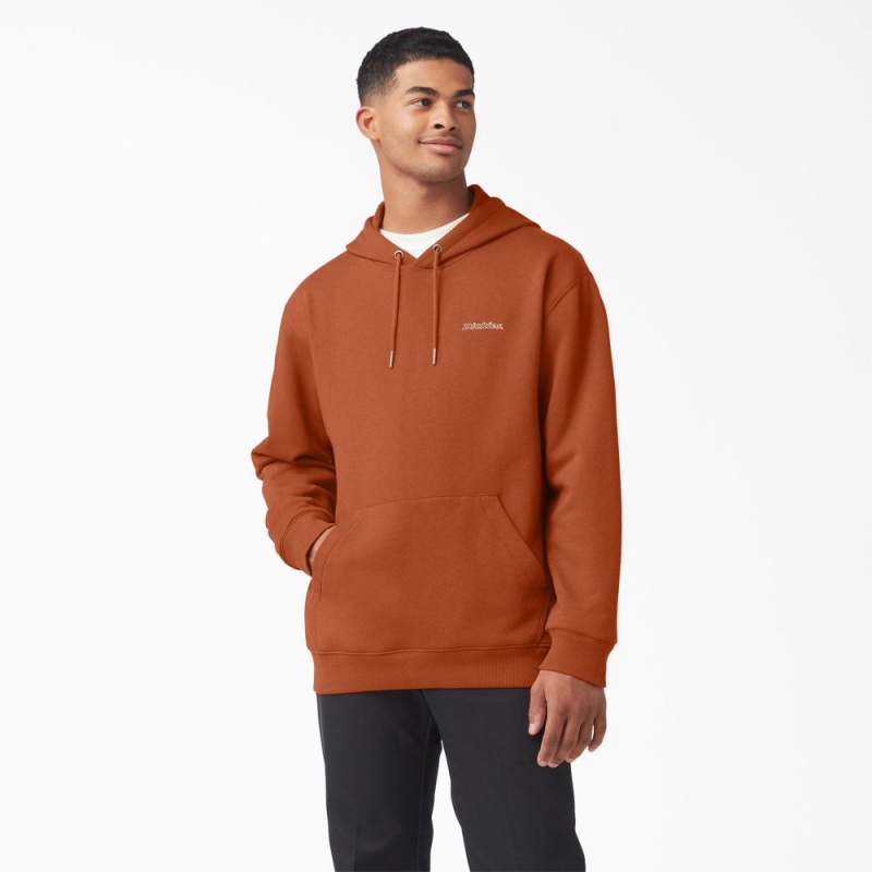 Orange Dickies Uniontown Men\'s Hoodie | 237-ZWAMNV