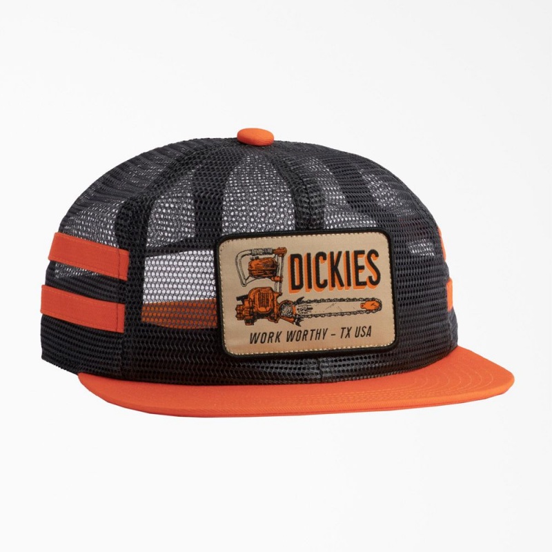 Orange Dickies Work Worthy Mesh Trucker Men\'s Hat | 641-VRGSIY