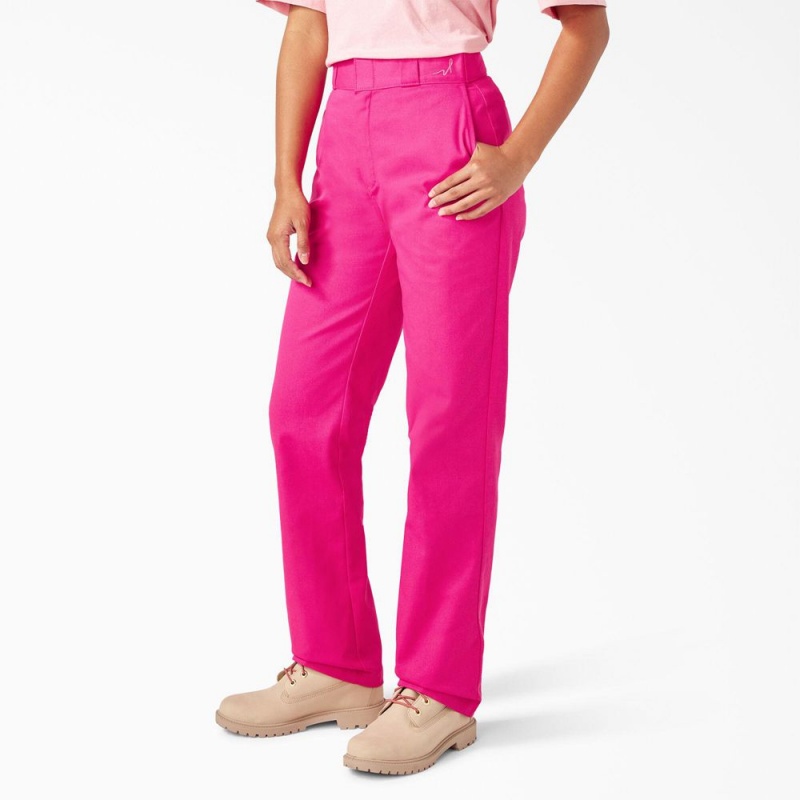 Pink Dickies Breast Cancer Awareness 874® Women's Work Pants | 239-FCPGTZ