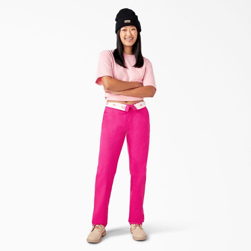 Pink Dickies Breast Cancer Awareness 874® Women's Work Pants | 239-FCPGTZ