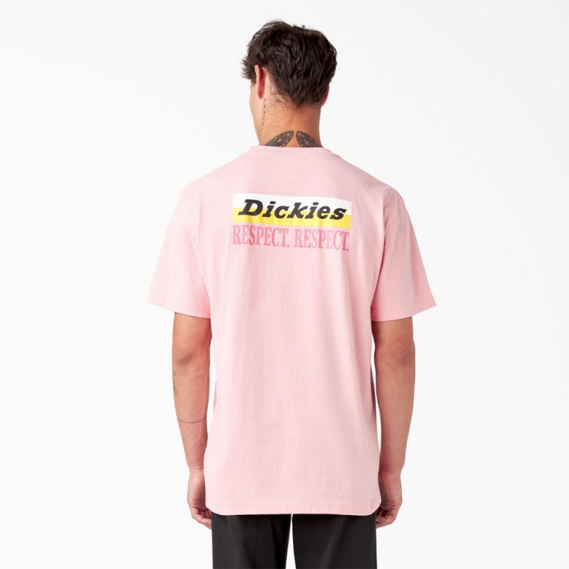 Pink Dickies Breast Cancer Awareness Heavyweight Men's T-Shirt | 527-GUNBXW