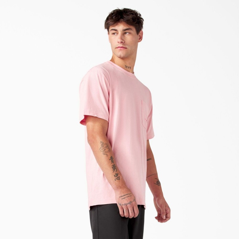 Pink Dickies Breast Cancer Awareness Heavyweight Men's T-Shirt | 527-GUNBXW