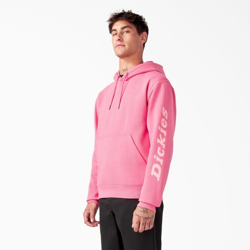 Pink Dickies Breast Cancer Awareness Logo Men's Hoodie | 604-HDVMJI