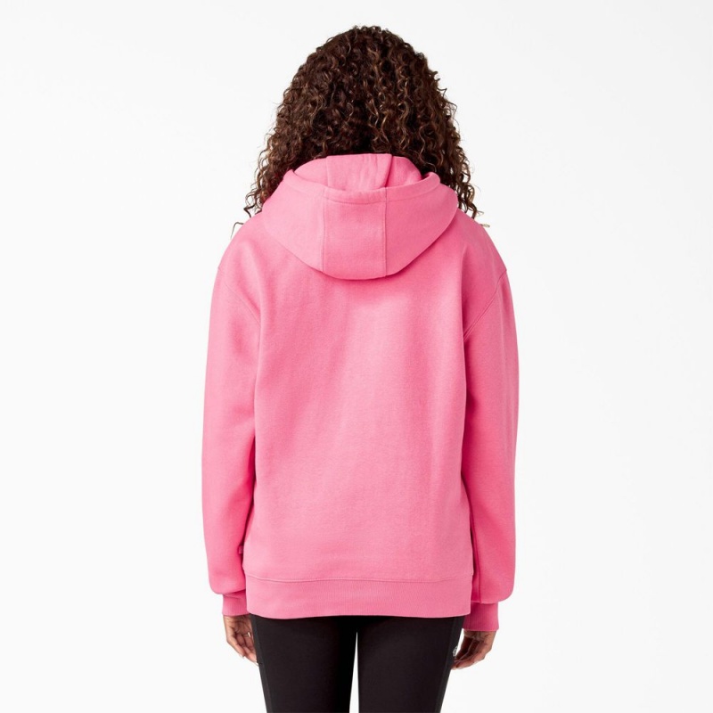 Pink Dickies Breast Cancer Awareness Logo Women's Hoodie | 573-WXQYKB